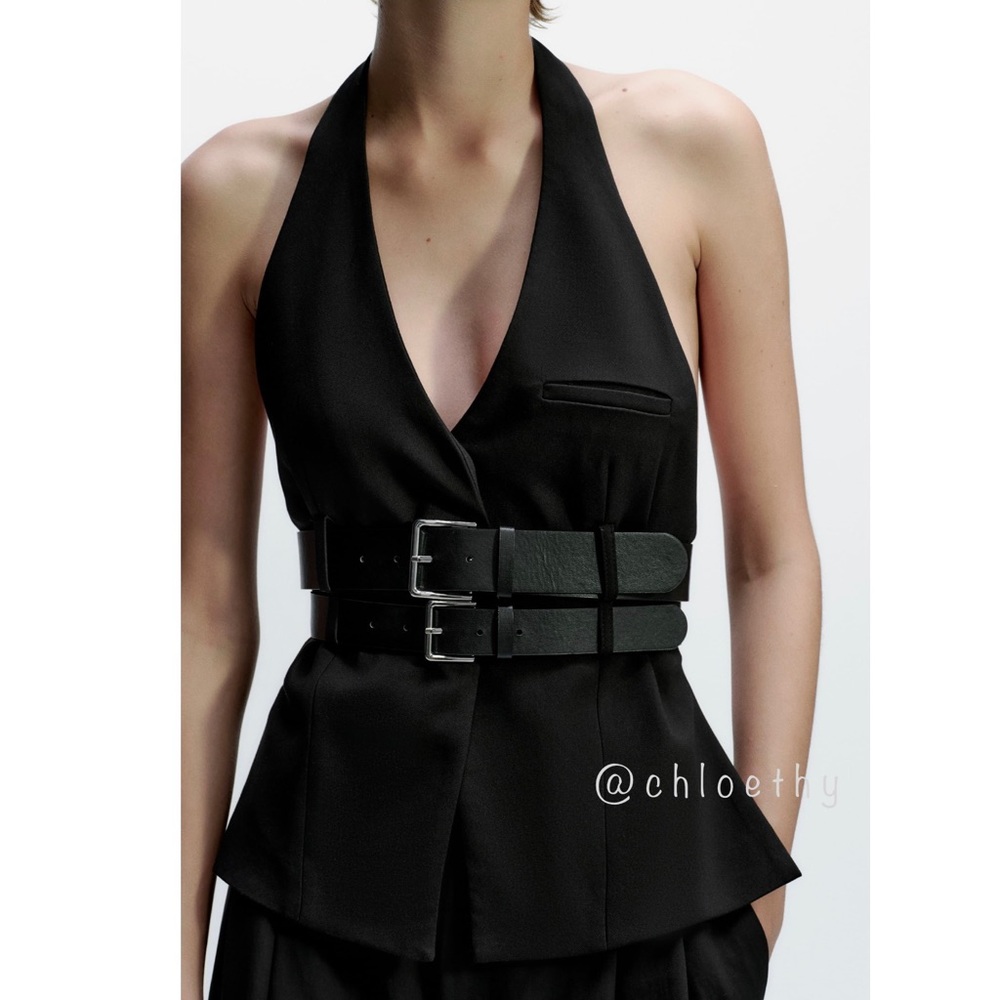 BELTED HALTER VEST